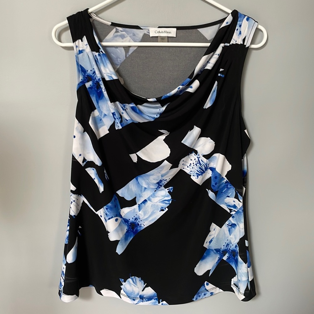 Calvin Klein Womens Large Scoop Neck Sleeveless Blouse